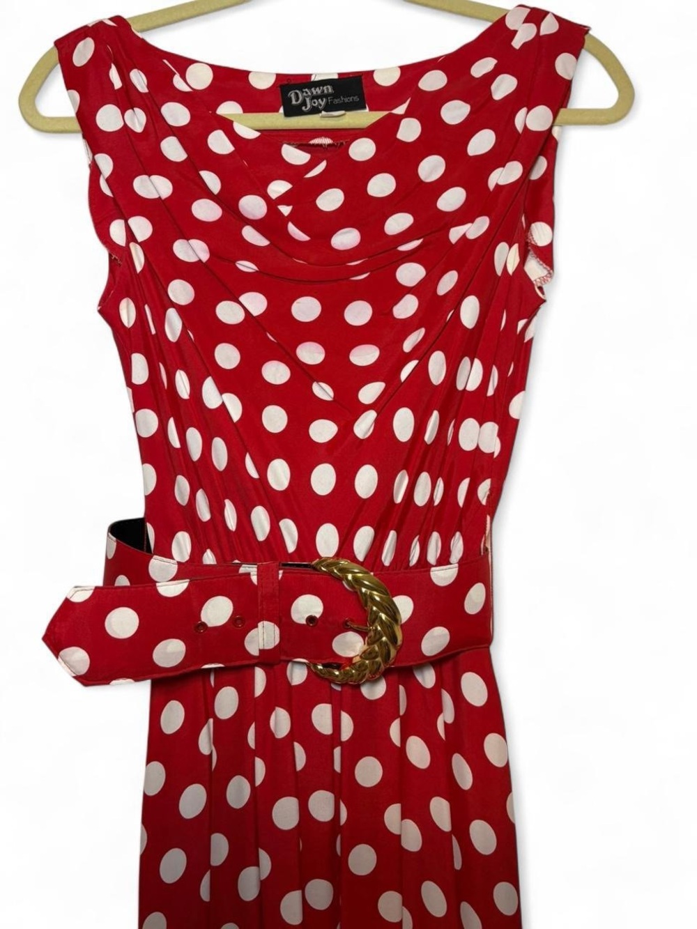 Vintage 90s Dawn Joy Red & white Polka Dot Maxi Dress - Picture 3 of 8